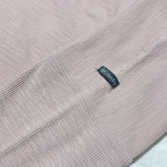 Columbia Waffle Knit Blush Pink Colored Light Weight Hoodie. Sz Large. Hi-Lo Hem - Picture 5 of 11